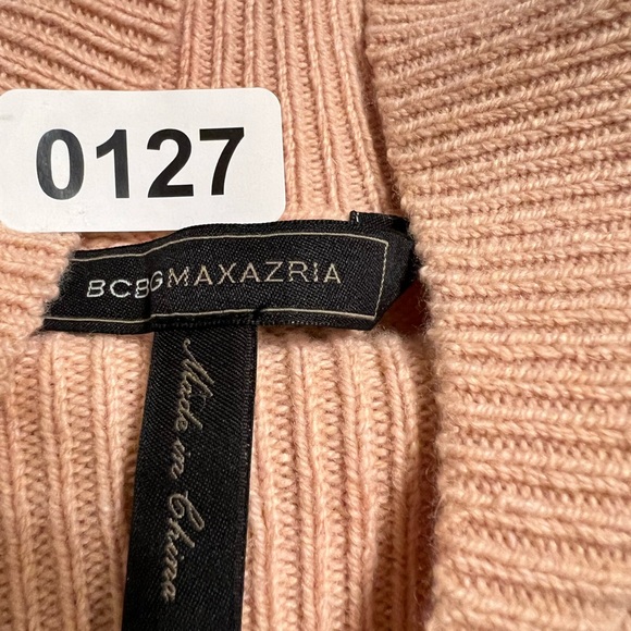 BCBGMAXAZRIA CREWNECK SWEATER LONG Ballon SLEEVES Color Bare Pink Size Large - Picture 7 of 7